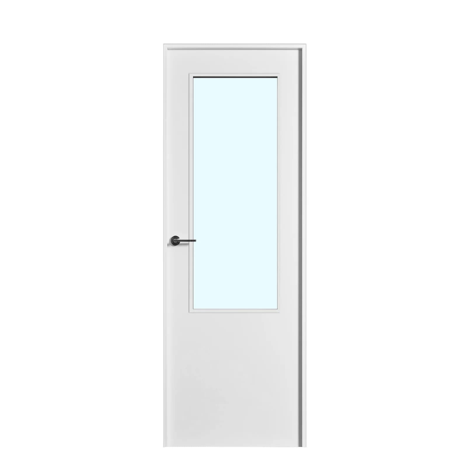 Bloco De Porta Interior Lacado Branco Com Abertura Para Vidro Esquerda