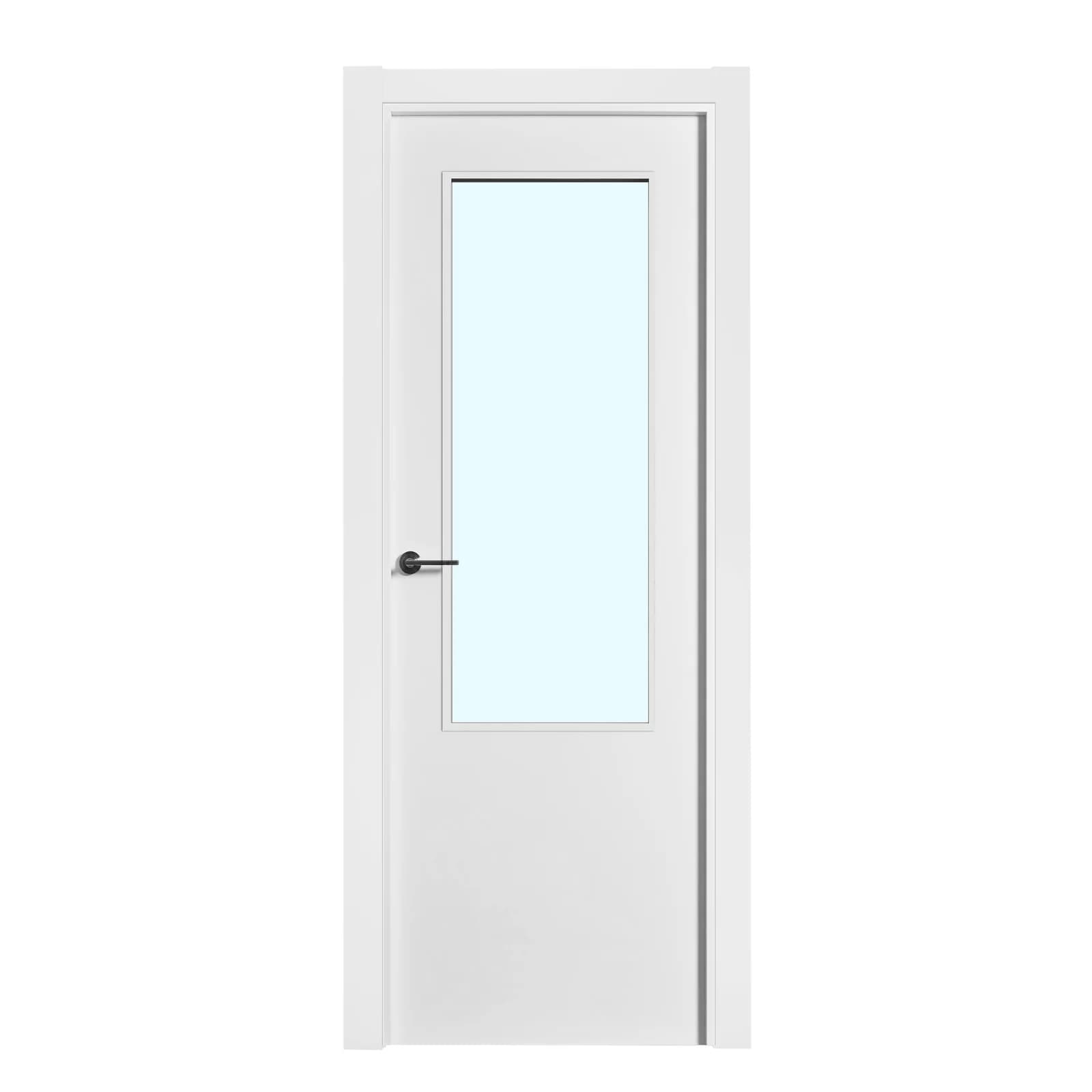 Bloco De Porta Lacado Branco Com Abertura Para Vidro - Direita