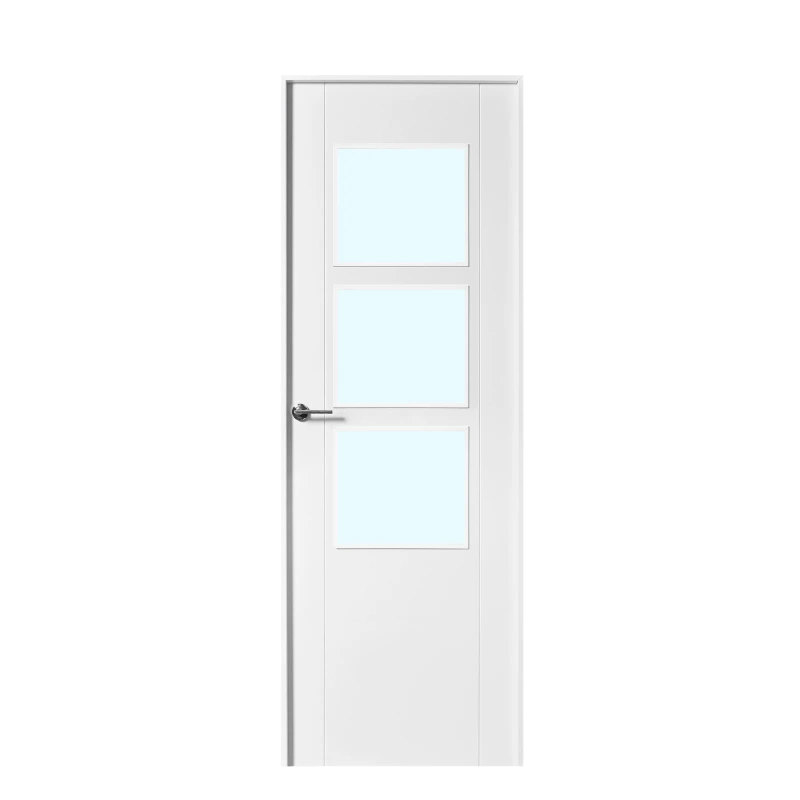 Bloco De Porta Lacado Branco Vp1 Com Abertura Para Vidros, Esquerda